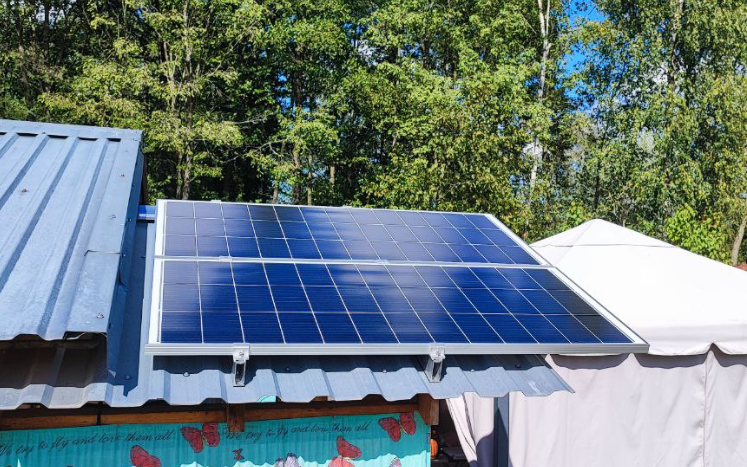 Terraced photovoltaic panels following the hillside contours